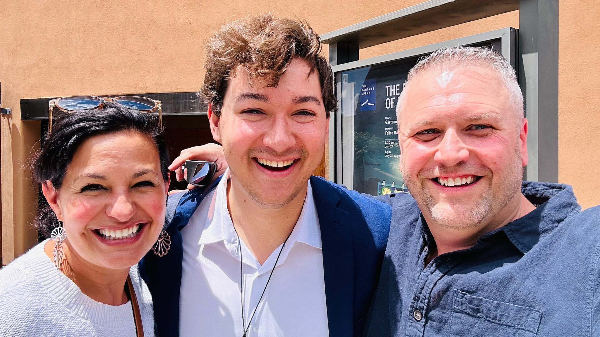 From left-to-right: UNM Professor of Voice Olga Perez Flora, '24 UNM Alumnus Tzvi Bat Asherah, and UNM Professor of Voice & Opera Jamie Flora.